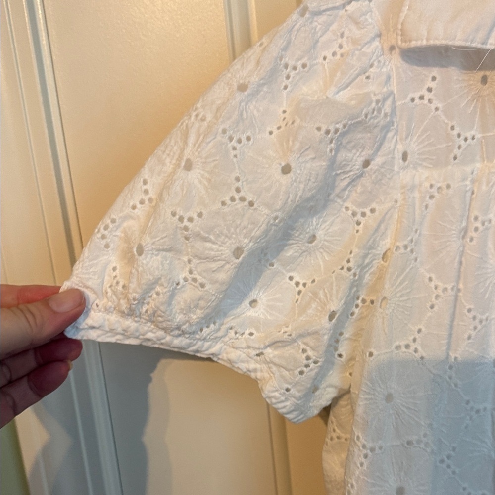 White Eyelet Button-Down Dress - Picture 4 of 5